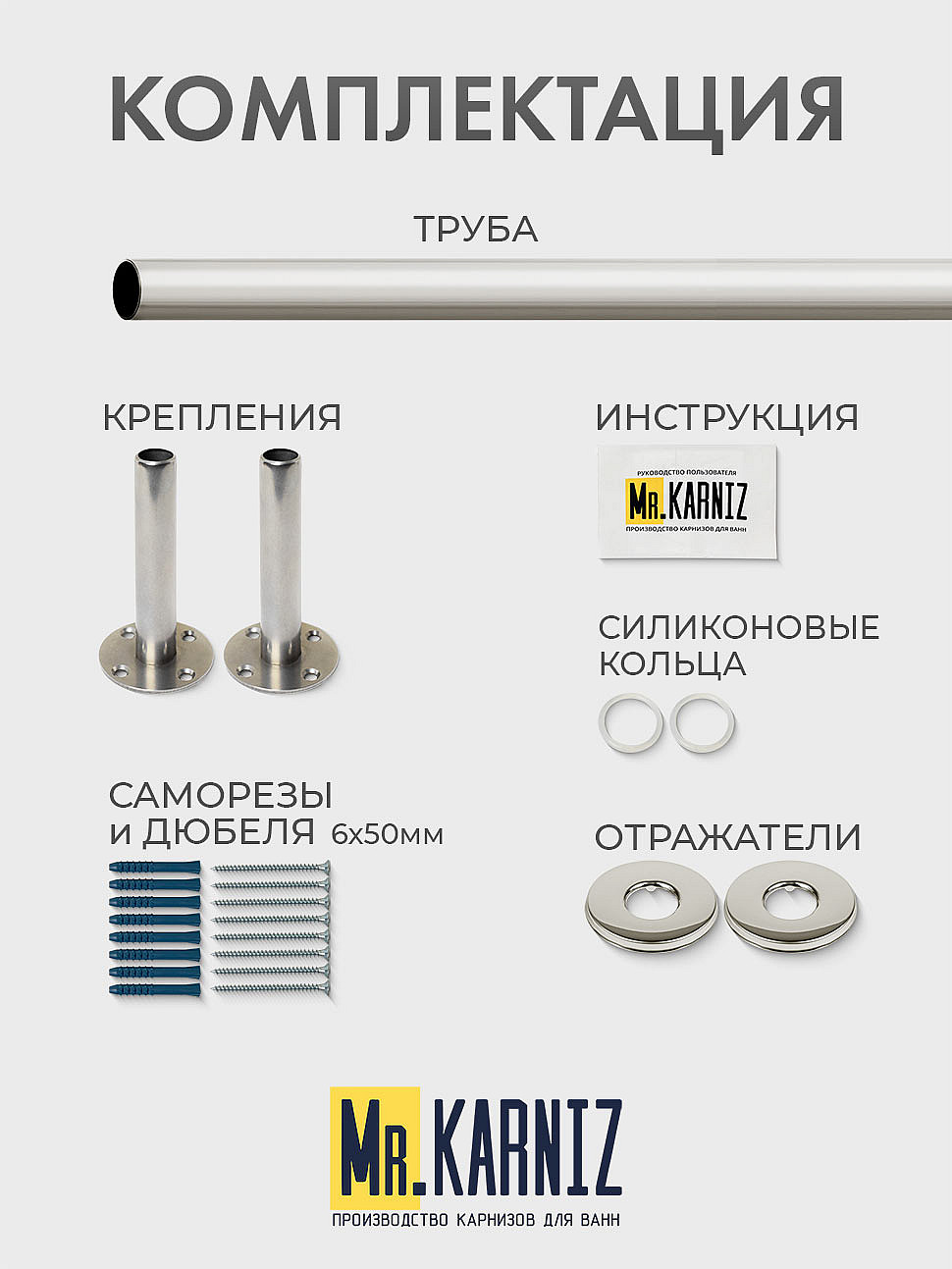Карниз для ванной Угловой Г образный 180х70 Усиленный 20 мм фото 9