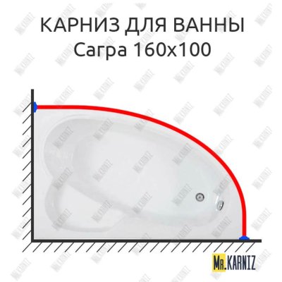Карниз для ванны Bas Сагра 160х100 Усиленный 20 мм MrKARNIZ