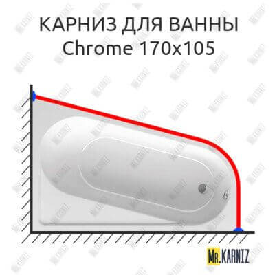 Карниз для ванны Ravak Chrome 170х105 Усиленный 25 мм MrKARNIZ