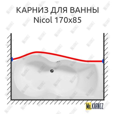 Карниз для ванны Aquanet Nicol Передний борт 170х85 Усиленный 20 мм MrKARNIZ