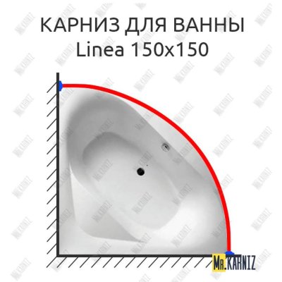 Карниз для ванны Balteco Linea 150х150 Усиленный 20 мм MrKARNIZ